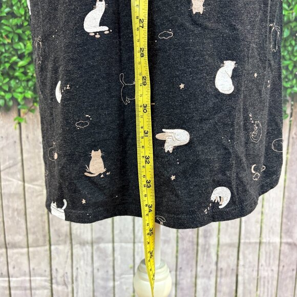 Reitmans Nightgown Cat Design Charcoal Long Sleeve Womans Size XXS (SKU:34W) - Picture 7 of 7